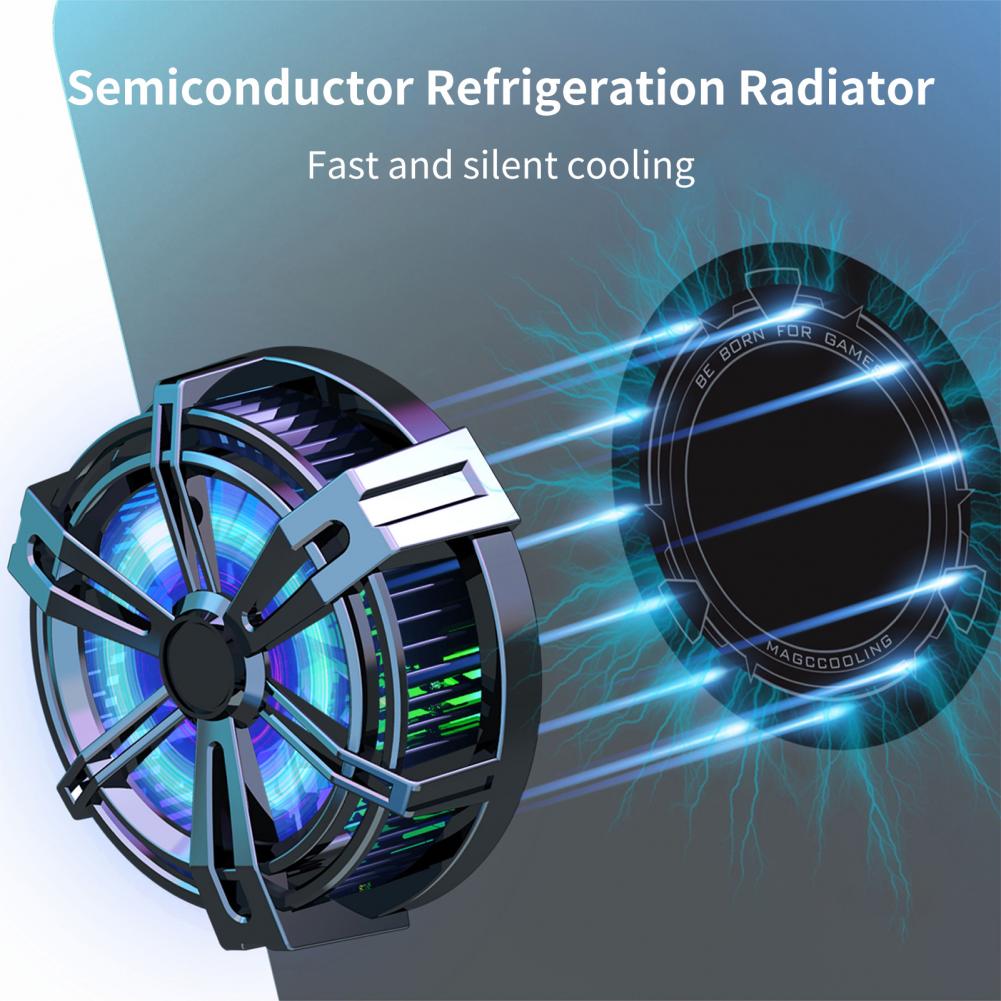 Mobile Phone Cooling Fan Quick Cooling Mute RGB Cool Light Magnetic Semiconductor Game Smartphone Cooler Radiator 1 - Phone Cooler